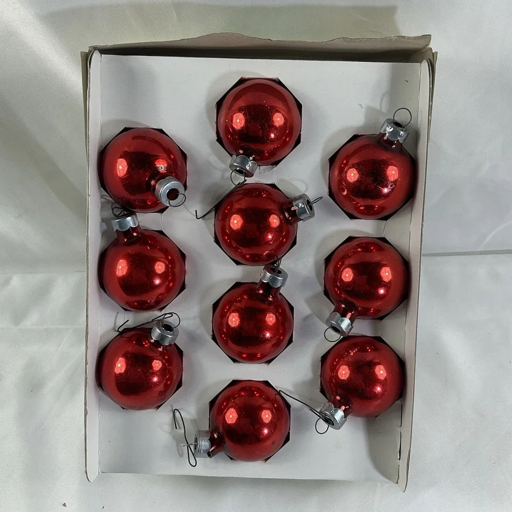 Lot of 47 Vintage Christmas Glass Ball Ornaments, Red, Blue, Sliver